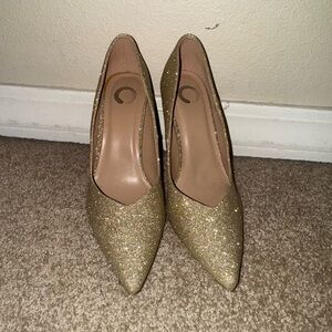 Elegant Gold Glitter Women's Heels